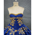 Extravagant Ruffles Satin Nigerian Evening Dress with Embroidery